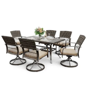 7 Piece Patio Dining Set Wicker