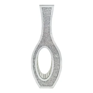 Tall Silver Crush Diamond  Mirrored Vase