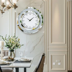 Crushed Diamond Large Mirrored Wall Clock