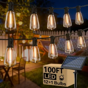 Solar String Lights 100FT - 24 E12 LED Bulbs